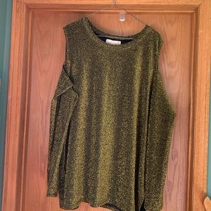 Michael Kors long sleeved dressy blouse in gold and black - brand new